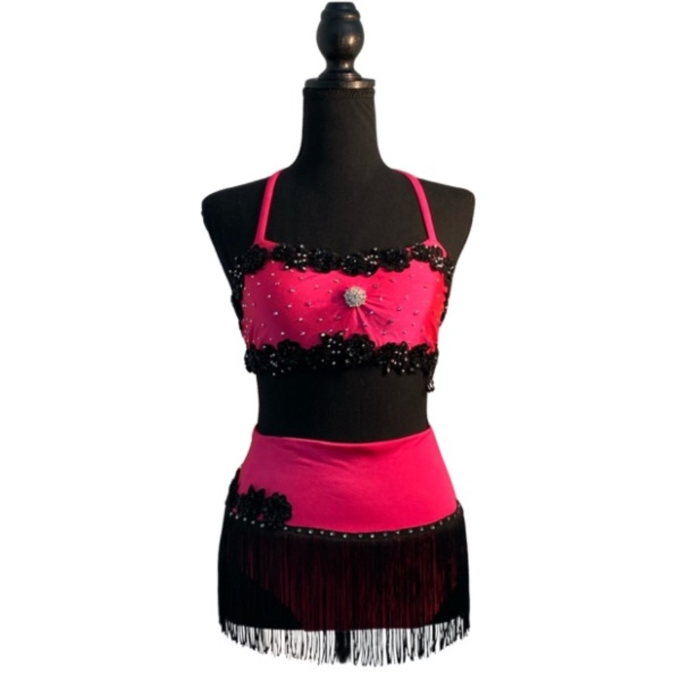 Hot Pink & Black Jazz Costume In Excellent Condition Size XLC